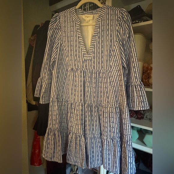 Tuckernuck Dresses & Skirts - Pomander Place/Tuckernuck Blue Stripe Floral Embroidered Lanie Dress